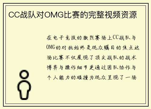 CC战队对OMG比赛的完整视频资源